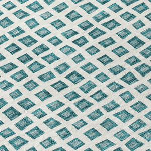 5' X 8' Teal Blue And Ivory Geometric Washable Indoor Outdoor Area Rug - 608219041304