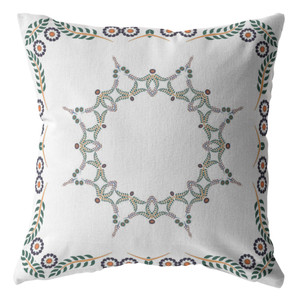 18" X 18" White Blown Seam Geometric Indoor Outdoor Throw Pillow - 606114670735