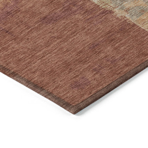 3' X 5' Orange And Burnt Orange Abstract Washable Indoor Outdoor Area Rug