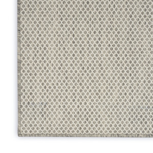 20' Ivory And Silver Geometric Indoor Outdoor Runner Rug