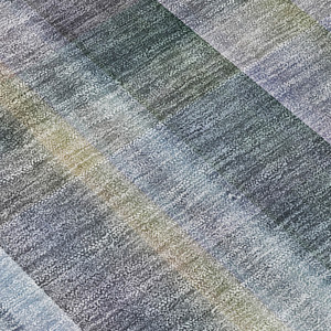 2' X 8' Blue Gray and Green Plaid Washable Non Skid Indoor Outdoor Area Rug