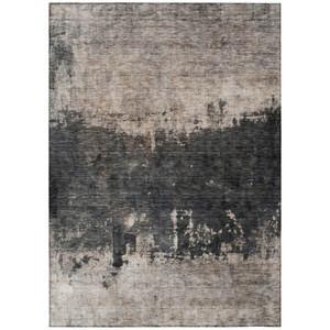 5' X 8' Taupe And Charcoal Abstract Washable Indoor Outdoor Area Rug