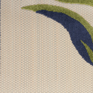 6' Ivory Blue And Orange Floral Indoor Outdoor Runner Rug