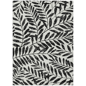 5' X 8' Black And Ivory Floral Washable Indoor Outdoor Area Rug - 608219169176