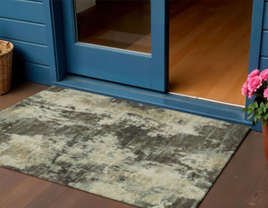 3' X 5' Brown And Beige Abstract Washable Indoor Outdoor Area Rug - 880016699500