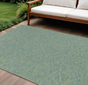 8' X 10' Blue And Green Geometric Indoor Outdoor Area Rug