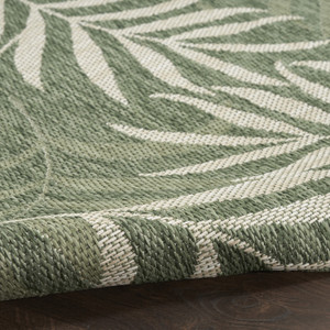 8' X 10' Ivory And Green Palm Leaf Indoor Outdoor Area Rug - Ivory, Green