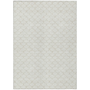 3' X 5' Ivory And Beige Geometric Washable Indoor Outdoor Area Rug - 608219186128