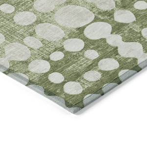 5' X 8' Artichoke Green And Ivory Abstract Washable Indoor Outdoor Area Rug - 606114966043