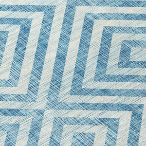 3' X 5' Teal Blue And Ivory Geometric Washable Indoor Outdoor Area Rug - 608219015541