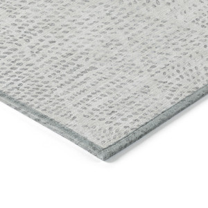 3' X 5' Silver And Ivory Geometric Washable Indoor Outdoor Area Rug - 608219129965