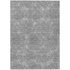 3' X 5' Gray And Ivory Geometric Washable Indoor Outdoor Area Rug - 880016677577