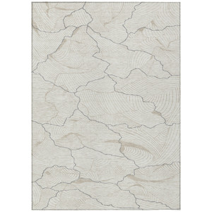 5' X 8' Ivory And Gray Abstract Washable Indoor Outdoor Area Rug - 608219299927