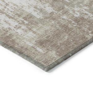 3' X 5' Taupe And Ivory Abstract Washable Indoor Outdoor Area Rug - 608219215934