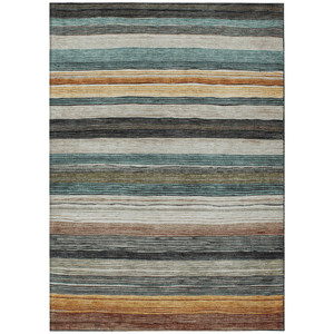 3' X 5' Beige Gold And Brown Striped Washable Indoor Outdoor Area Rug