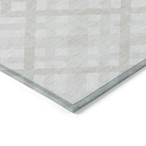 5' X 8' Ivory Beige And Tan Geometric Washable Indoor Outdoor Area Rug