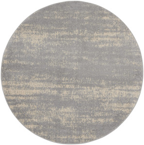 4' Gray And Beige Round Abstract Indoor Outdoor Area Rug - 880016845693