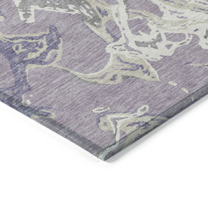 5' X 8' Lavender And Ivory Abstract Washable Indoor Outdoor Area Rug - 880016840674