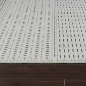 4' X 6' Beige and Brown Geometric Distressed Indoor Outdoor Area Rug - 608219217884