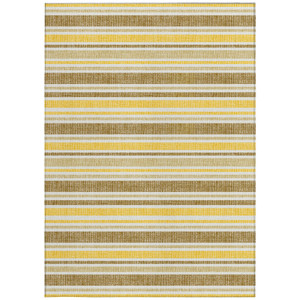 3' X 5' Brown and Orange Striped Washable Non Skid Indoor Outdoor Area Rug - 608219226695