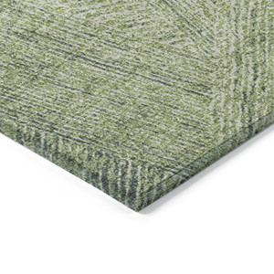 3' X 5' Artichoke Green And Ivory Abstract Washable Indoor Outdoor Area Rug - 606114988076