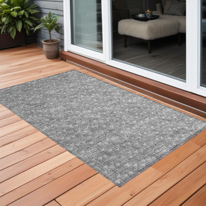 3' X 5' Gray Geometric Washable Non Skid Indoor Outdoor Area Rug
