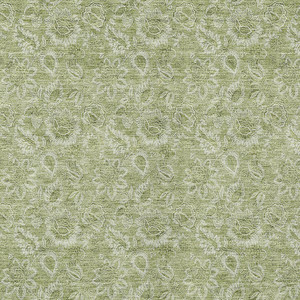 5' X 8' Green Blue And Ivory Floral Washable Indoor Outdoor Area Rug