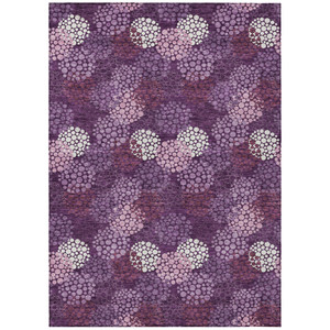 5' X 8' Eggplant Lavender And Ivory Polka Dot Washable Indoor Outdoor Area Rug - 608219006600