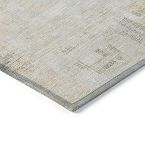 3' X 5' Ivory And Beige Abstract Washable Indoor Outdoor Area Rug - 880016655520