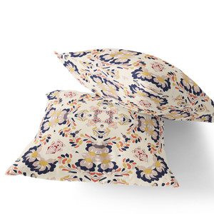 Set of Two 16" X 16" Blue and White Blown Seam Eclectic Indoor Outdoor Throw Pillow - 606114817413