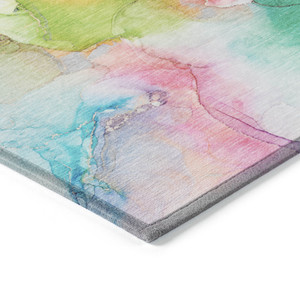 2' X 3' Blue Abstract Washable Non Skid Indoor Outdoor Area Rug - 606114989837