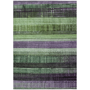 5' X 8' Purple And Green Striped Washable Indoor Outdoor Area Rug