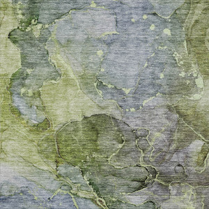 3' X 5' Olive Green And Gray Abstract Washable Indoor Outdoor Area Rug