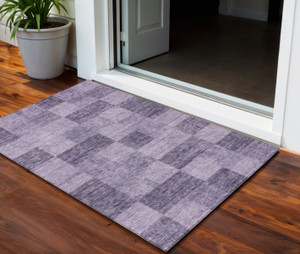 3' X 5' Purple And Lavender Geometric Washable Indoor Outdoor Area Rug - Purple, Lavender
