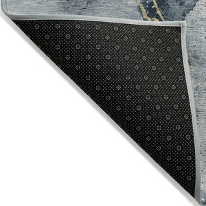 3' X 5' Graphite And Gold Abstract Washable Indoor Outdoor Area Rug