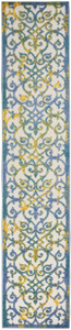 10' Ivory And Blue Indoor Outdoor Area Rug - Ivory, Blue