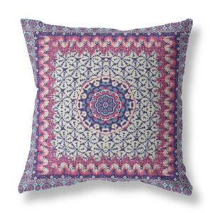 20” Magenta Indigo Holy Floral Indoor Outdoor Throw Pillow