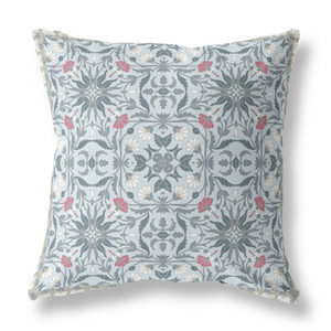 20” Powder Blue Paisley Indoor Outdoor Throw Pillow