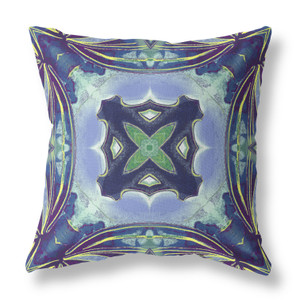 20” Blue Green Geo Tribal Suede Throw Pillow