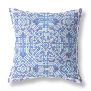 26” Cyan Blue Geostar Indoor Outdoor Throw Pillow