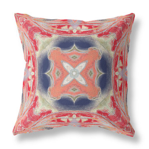 26” Red Cream Geo Tribal Indoor Outdoor Throw Pillow