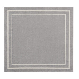 5' Gray And Ivory Square Indoor Outdoor Area Rug