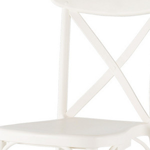 Set of Two White Heavy Duty Plastic Outdoor Stacking Dining Chairs - 608219123666