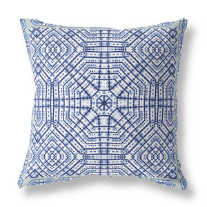 20” Navy White Geostar Indoor Outdoor Throw Pillow