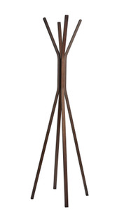68" Brown Wood Four Hook Freestanding Coat Rack