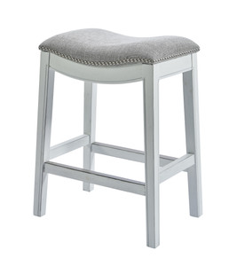 Counter Height Saddle Style Counter Stool with Grey Fabric and Nail head Trim - 4512822855189