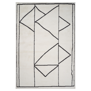 8' X 10' Ivory And Black Geometric Area Rug