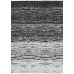 8' X 10' Gray Silver And Ivory Ombre Washable Indoor Outdoor Area Rug