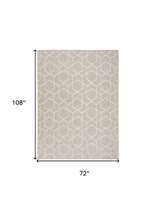 6' X 9' Gray And Ivory Geometric Indoor Outdoor Area Rug