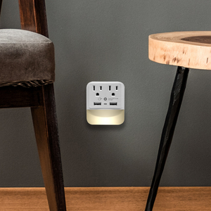 Dual Port LED Light Up Outlet & 2 USB & 540 Jules Surge Protection